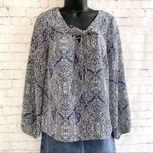 laundry by shelli segal blue white paisley top size XS 